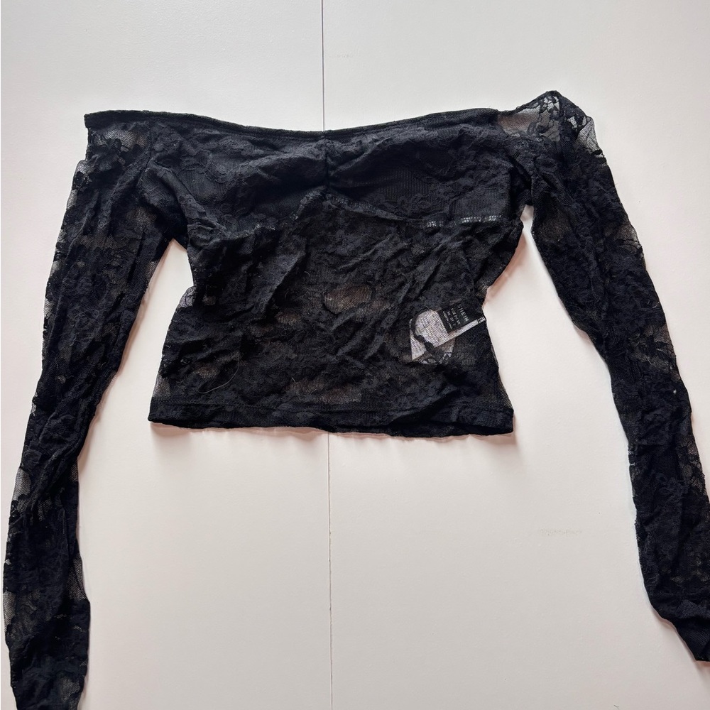 Black Lace Off-Shoulder Top